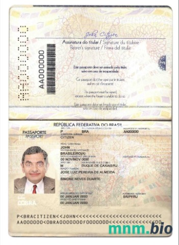Szablon paszportu Brazylii w formacie PSD, w pełni edytowalny, Wersja 2 (2019-obecnie) przykład w formacie PSD